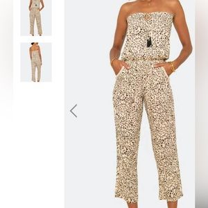 Beach Gold  strapless animal print jumpsuit